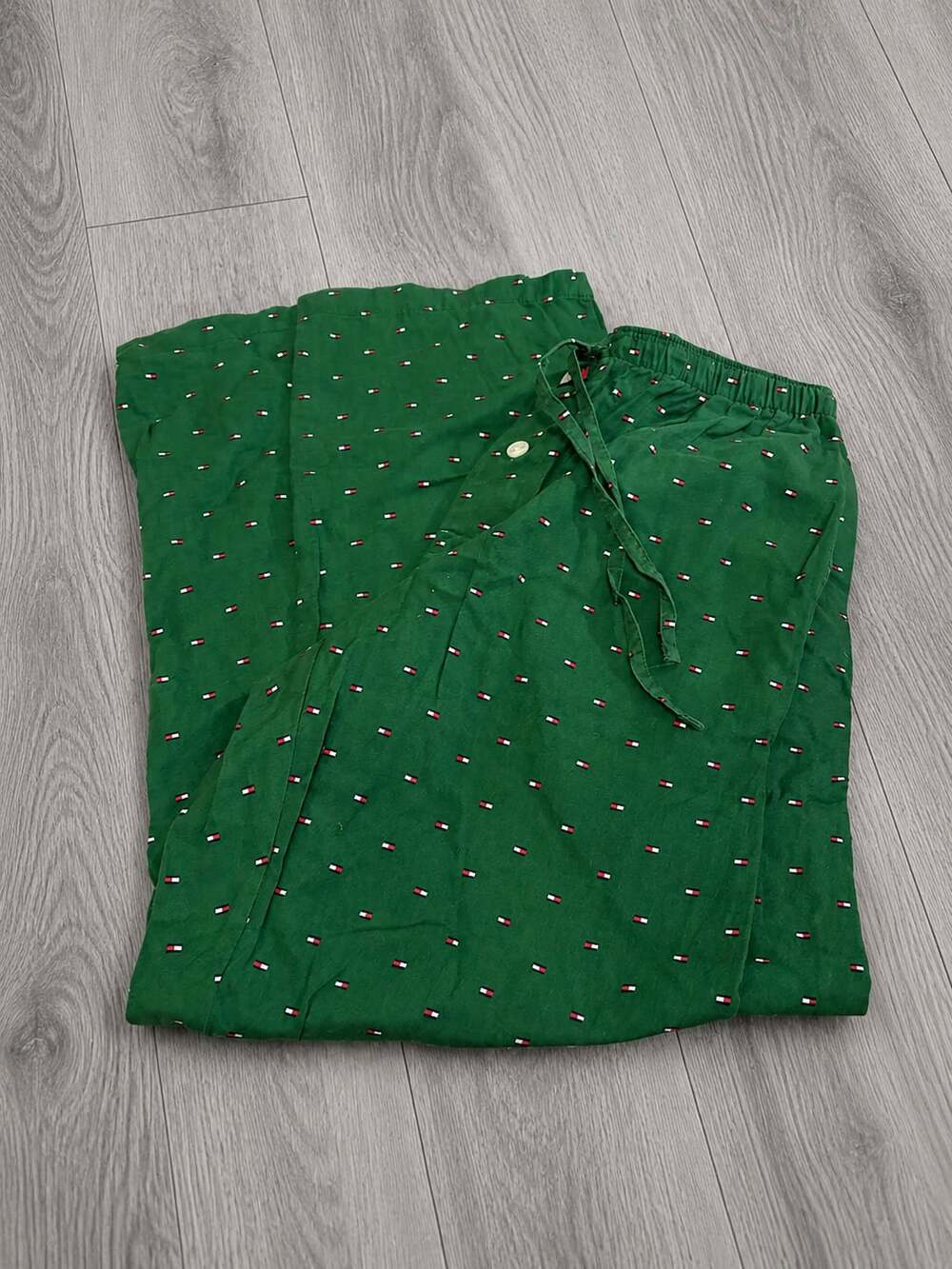 Tommy Hilfiger Green Micro Flag Print Pajama Pants